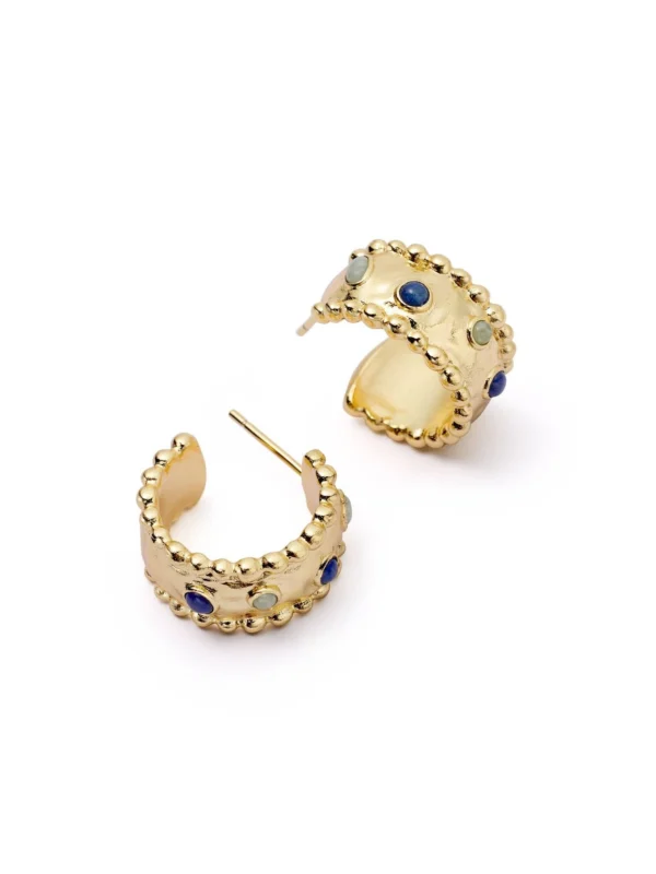 Daisy London Amulet Stone Hoop Earrings 18ct Gold Plate