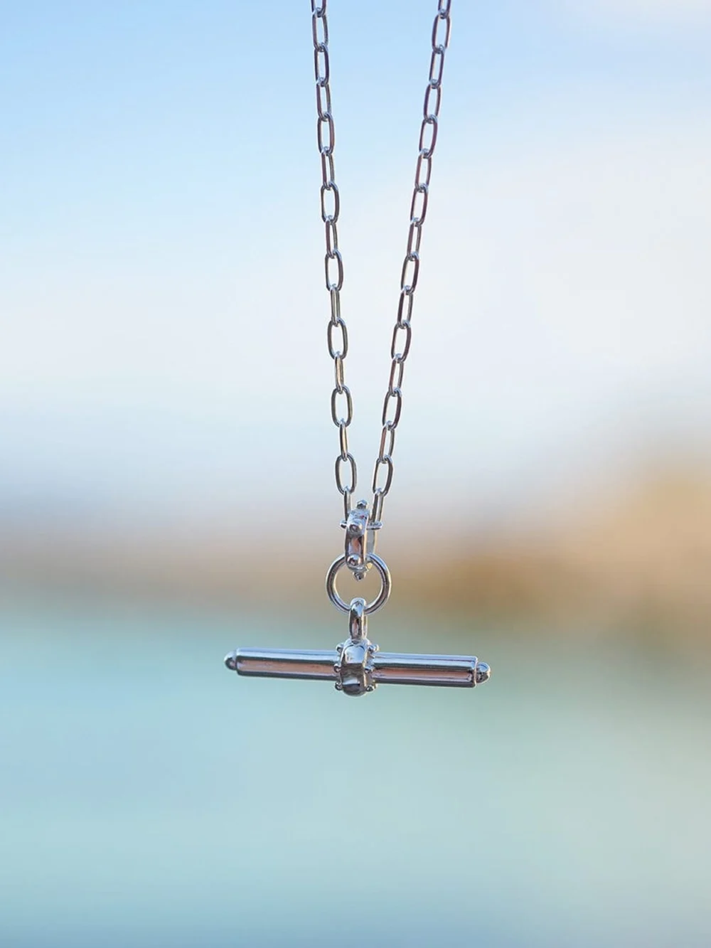 Daisy London Amulet T Bar Necklace Sterling Silver, view 3