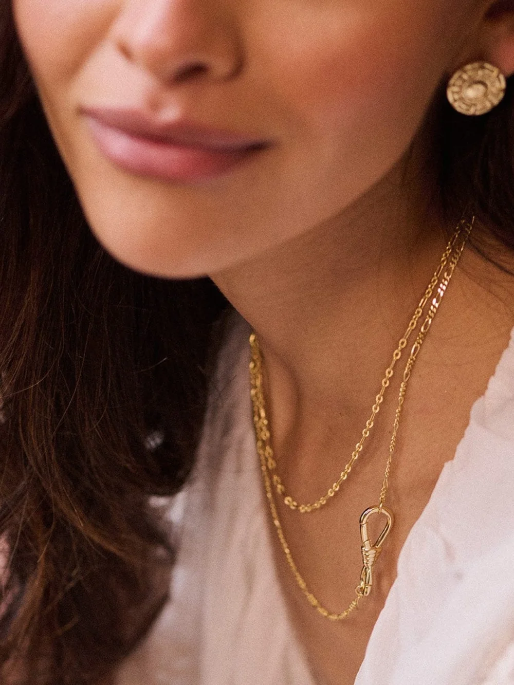 Daisy London Apollo Carabiner Chain Necklace 18ct Gold Plate, view 2