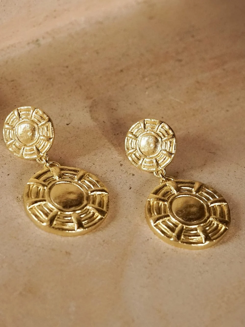 Daisy London Apollo Double Drop Earrings 18ct Gold Plate, view 3