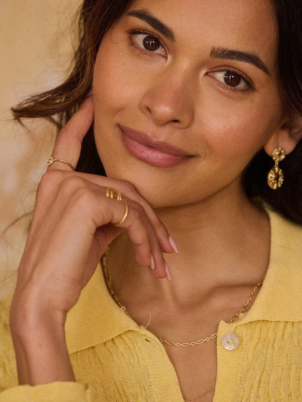 Daisy London Apollo Double Drop Earrings 18ct Gold Plate, view 6