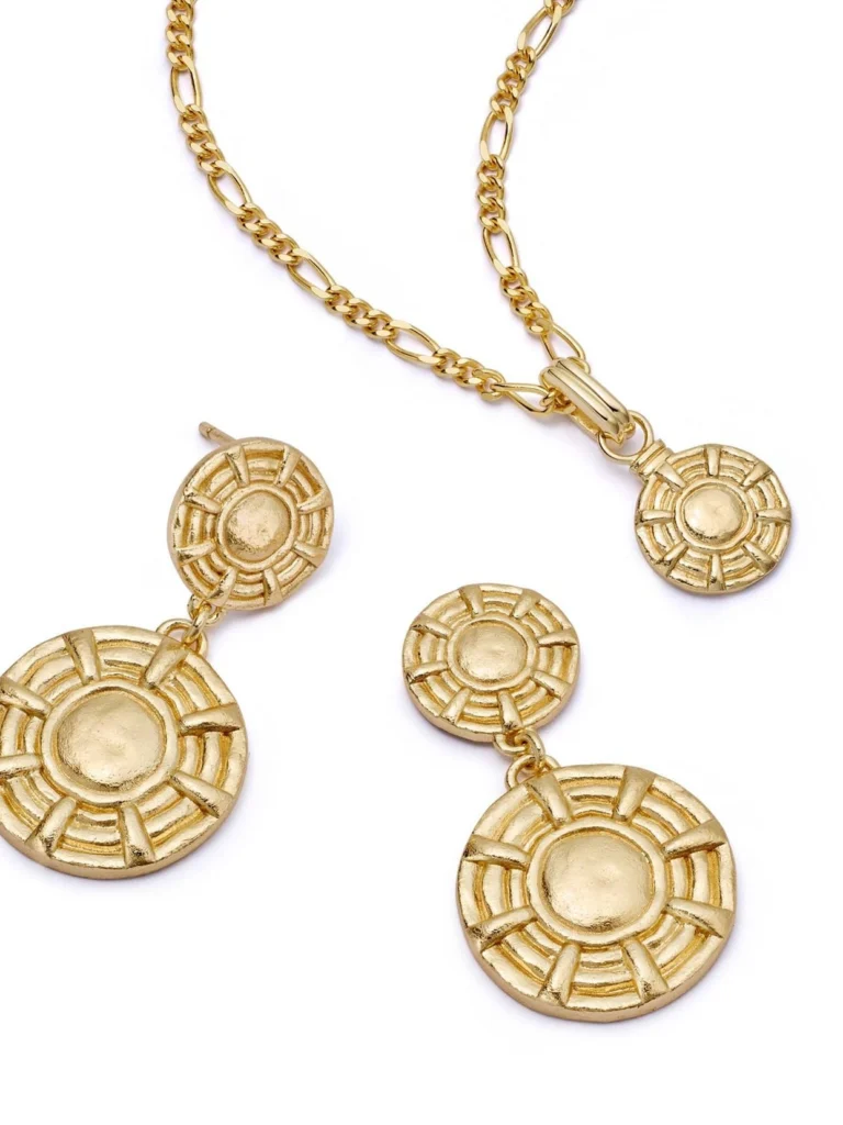 Daisy London Apollo Earrings & Pendant Necklace Layering Set 18ct Gold Plate