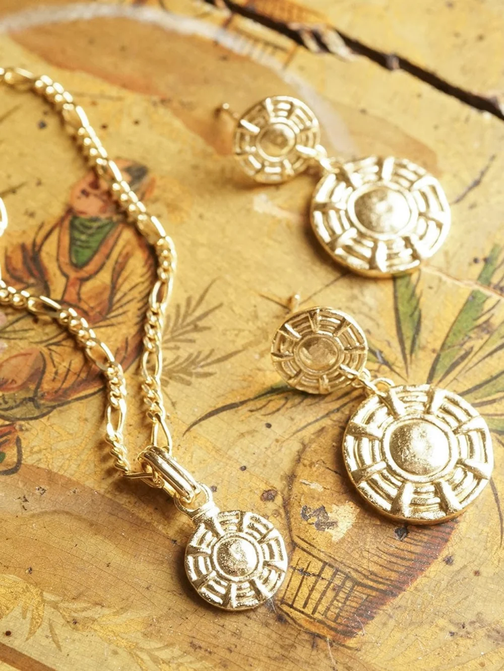 Daisy London Apollo Earrings & Pendant Necklace Layering Set 18ct Gold Plate, view 3