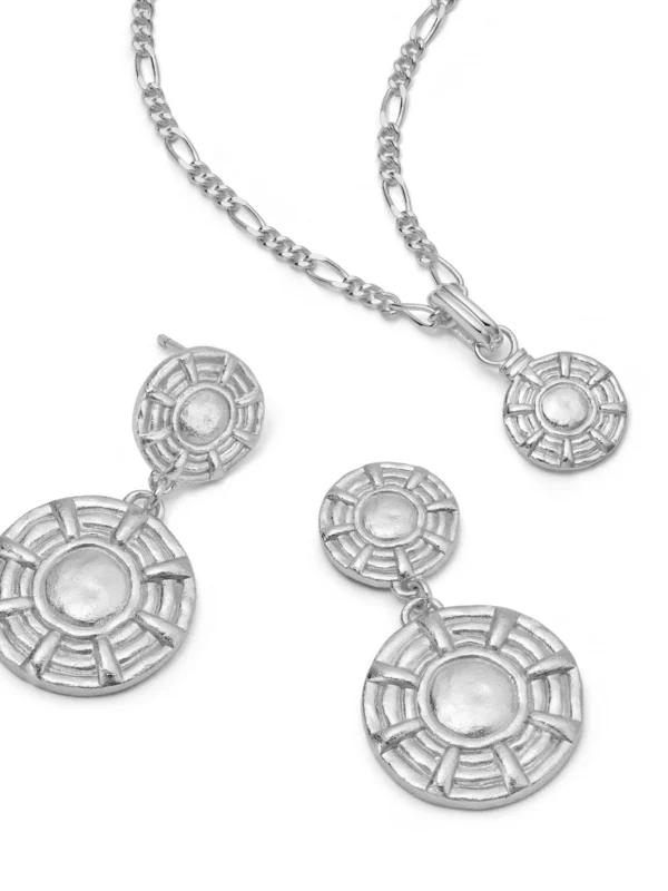 Daisy London Apollo Earrings & Pendant Necklace Layering Set Sterling Silver