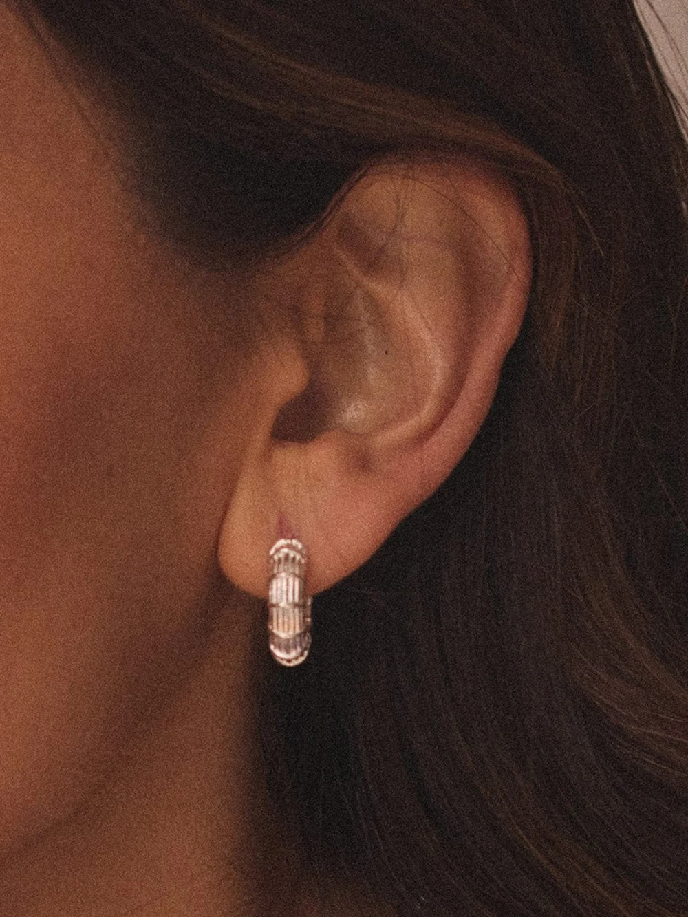 Daisy London Apollo Hoop Earrings Sterling Silver, view 3