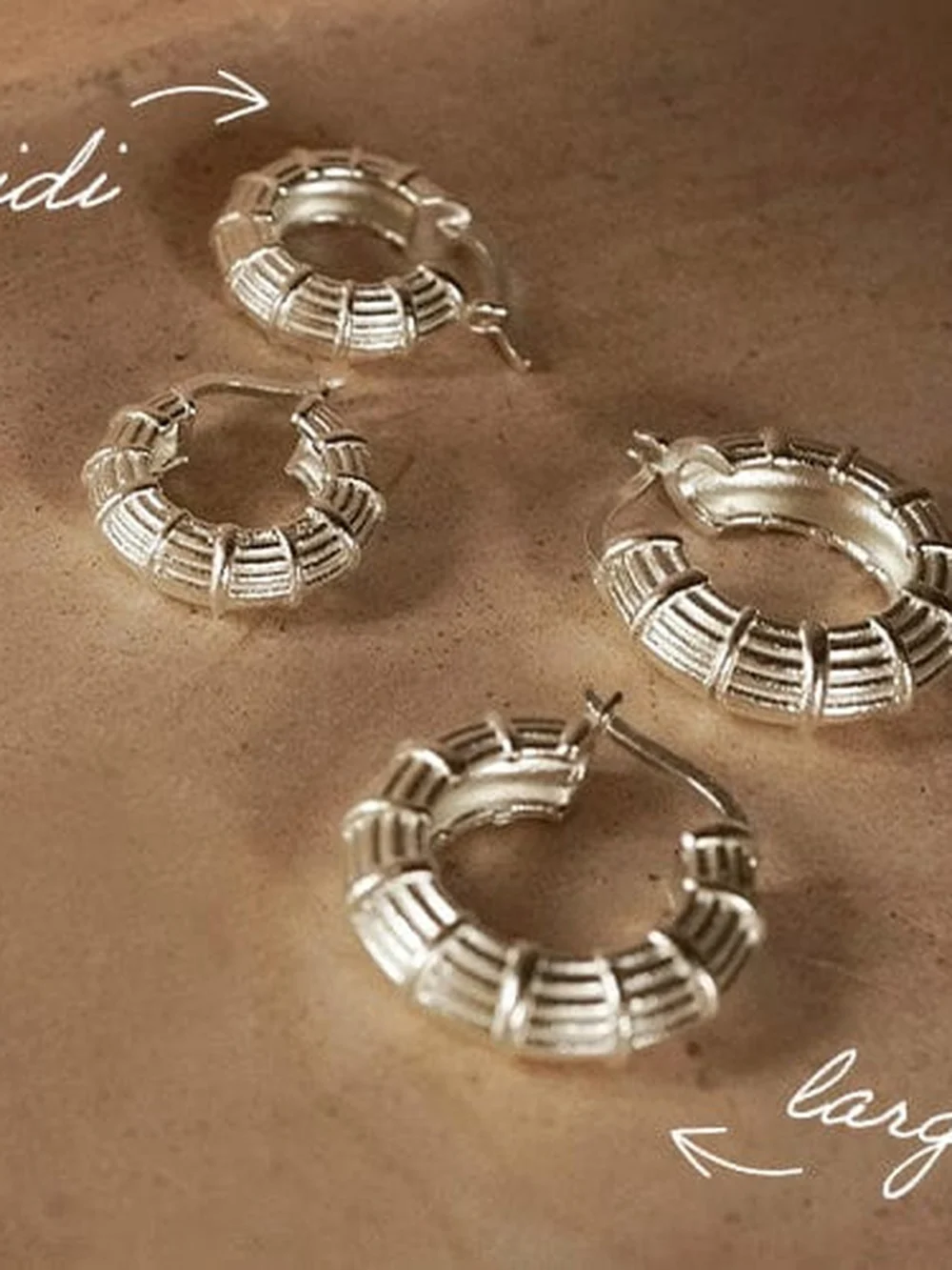 Daisy London Apollo Hoop Earrings Sterling Silver, view 5