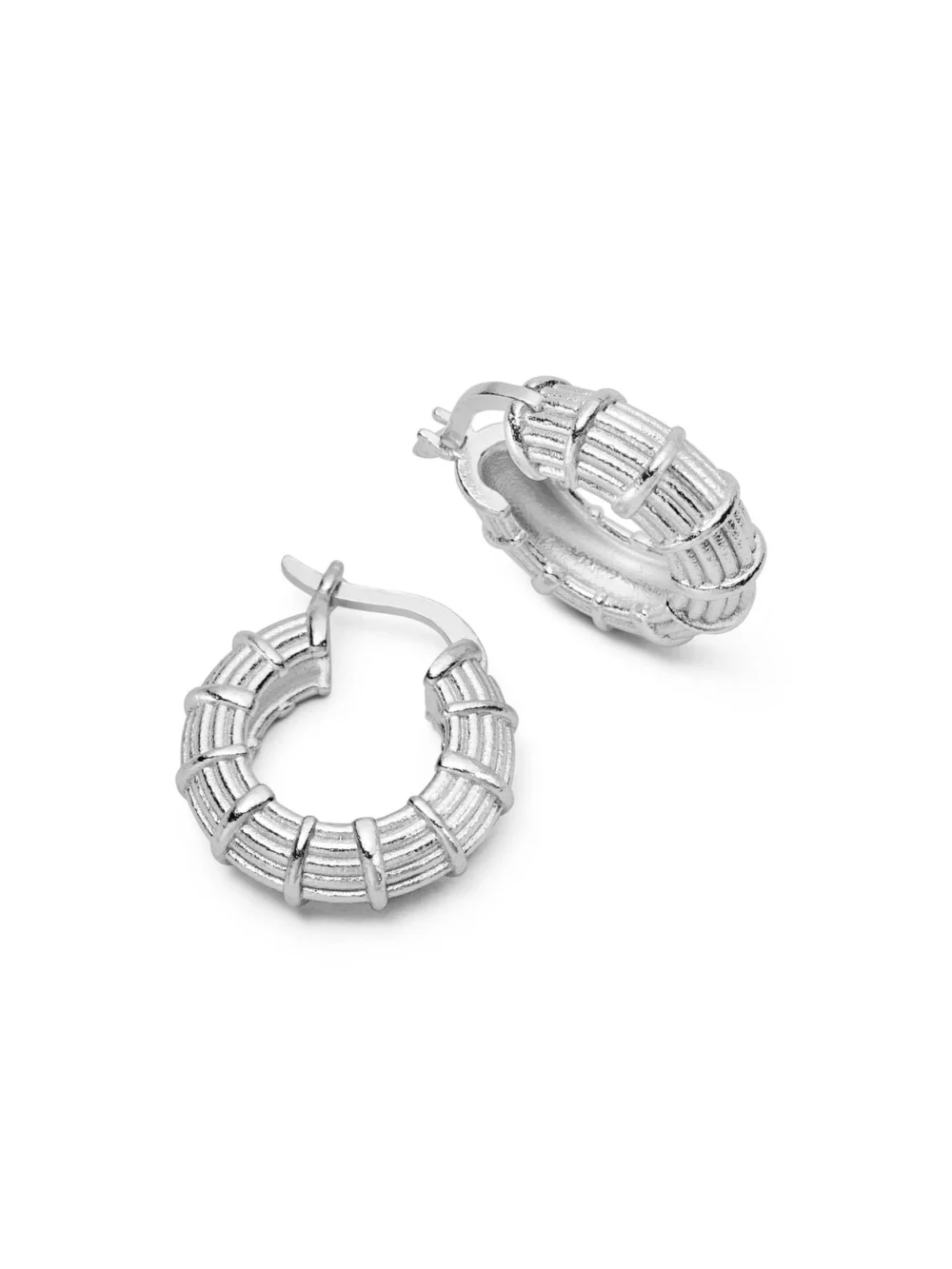 Daisy London Apollo Hoop Earrings Sterling Silver, view 6