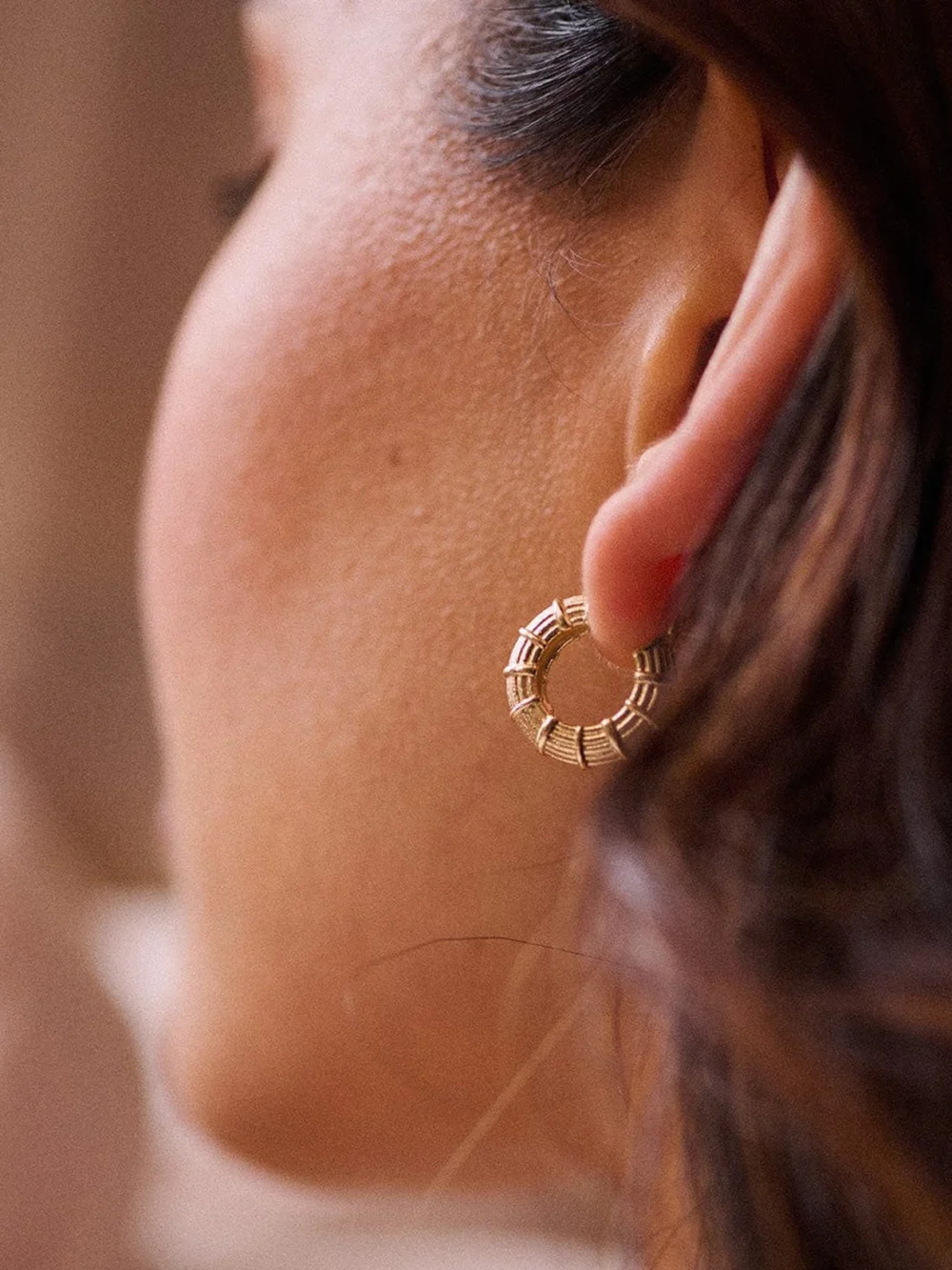 Daisy London Apollo Midi Hoops 18ct Gold Plate, view 2