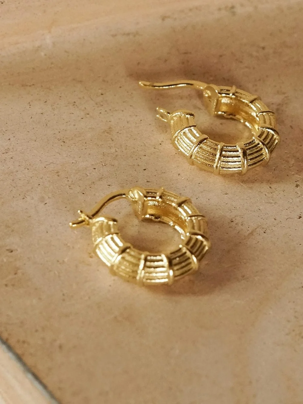 Daisy London Apollo Midi Hoops 18ct Gold Plate, view 3