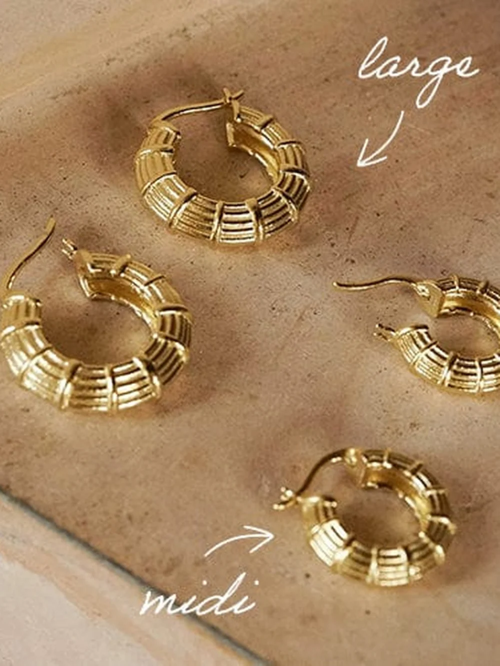 Daisy London Apollo Midi Hoops 18ct Gold Plate, view 5