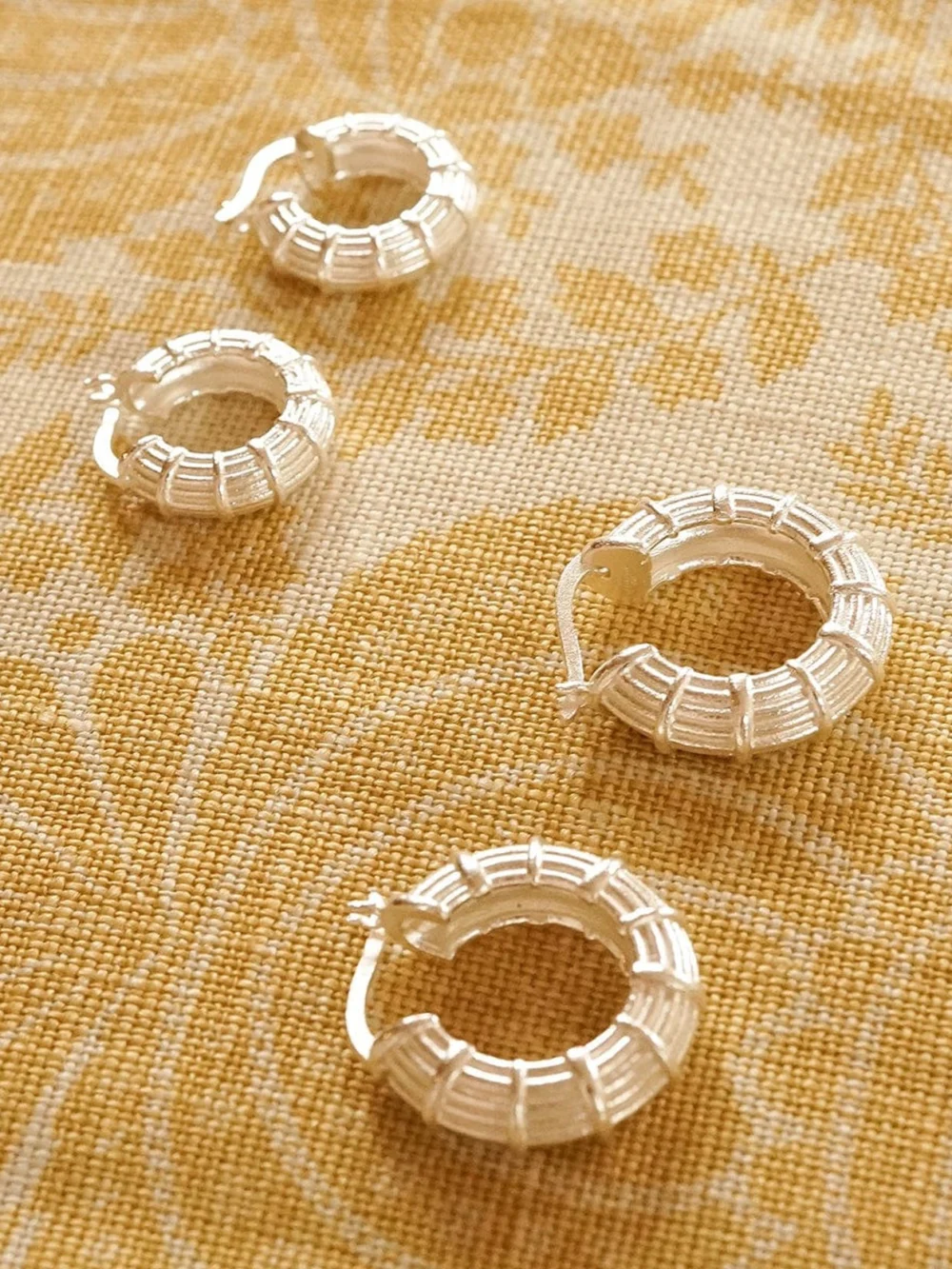 Daisy London Apollo Midi Hoops Silver Plate, view 2