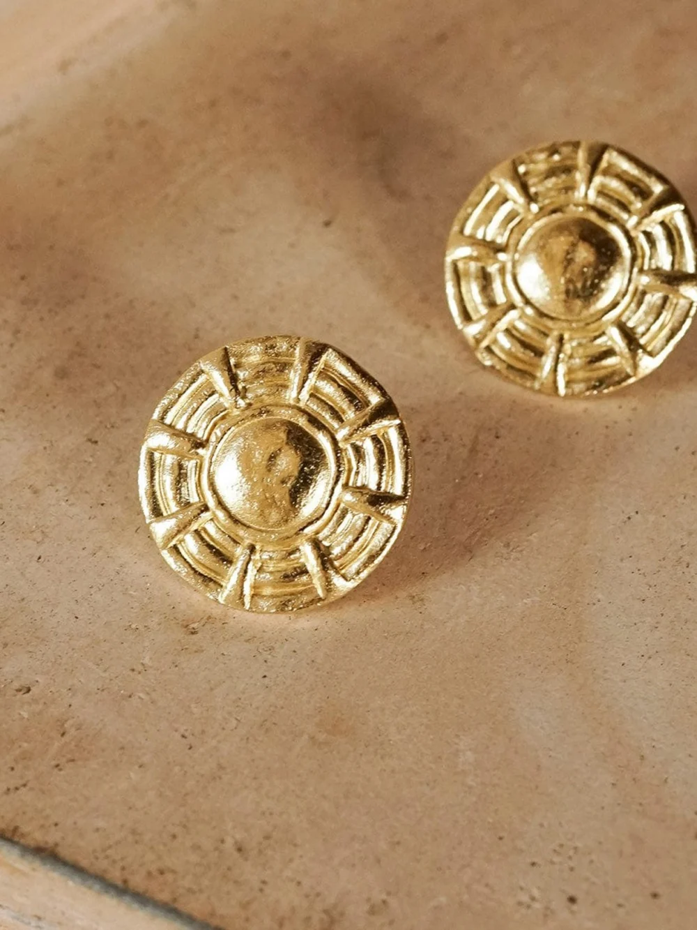 Daisy London Apollo Oversized Stud Earrings 18ct Gold Plate, view 4