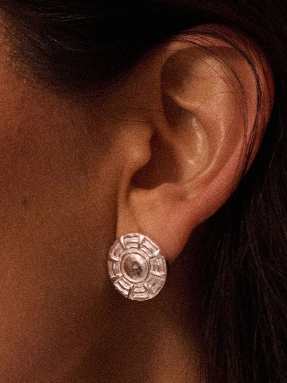 Daisy London Apollo Oversized Stud Earrings Silver Plate, view 2