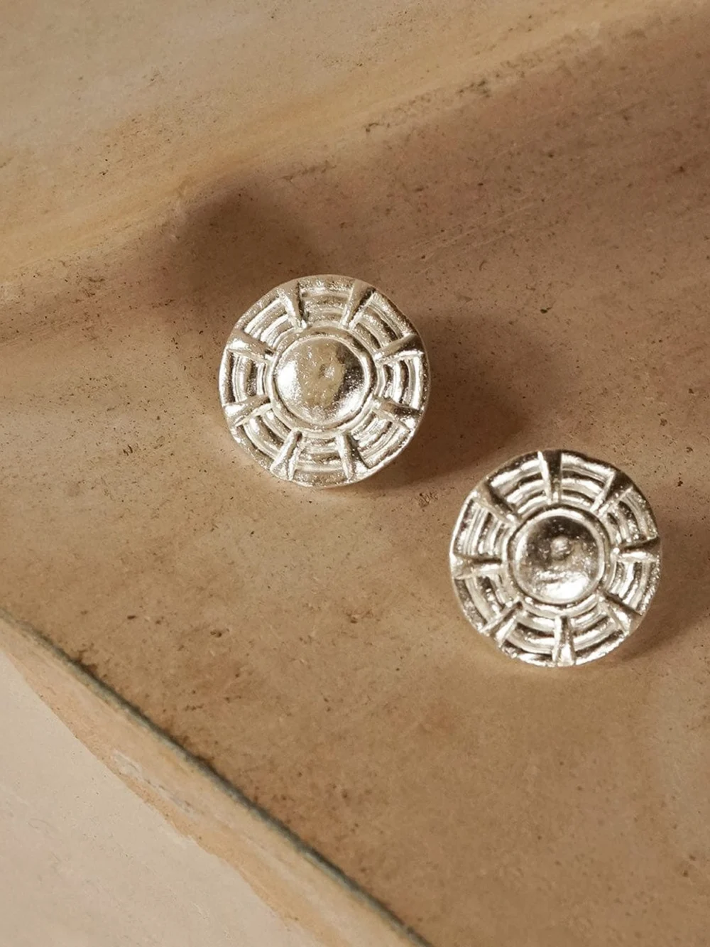 Daisy London Apollo Oversized Stud Earrings Silver Plate, view 3