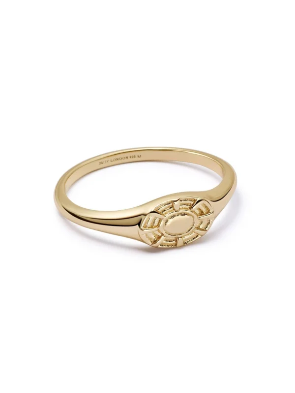 Daisy London Apollo Signet Ring 18ct Gold Plate