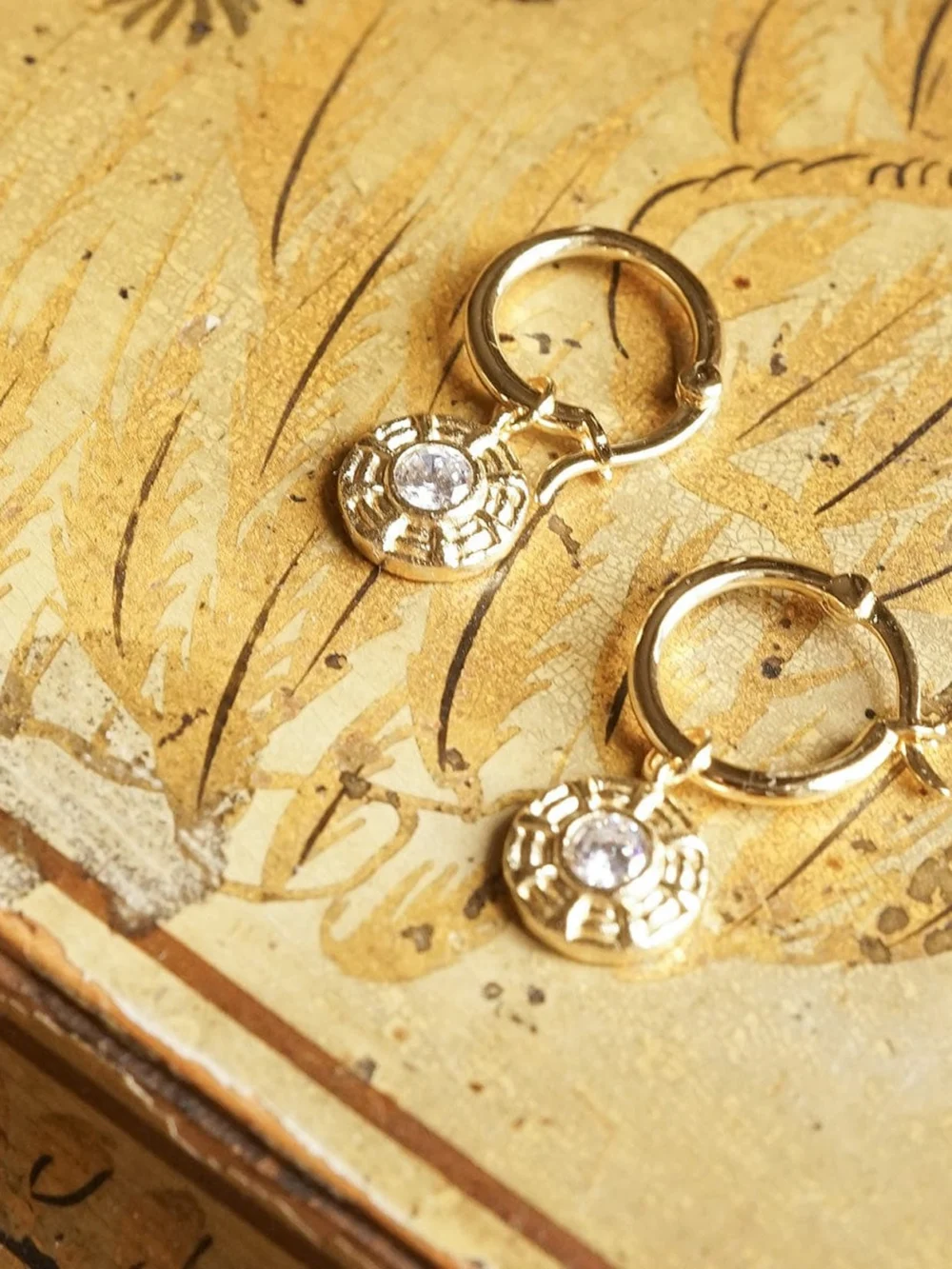 Daisy London Apollo Sparkle Drop Earrings 18ct Gold Plate, view 5