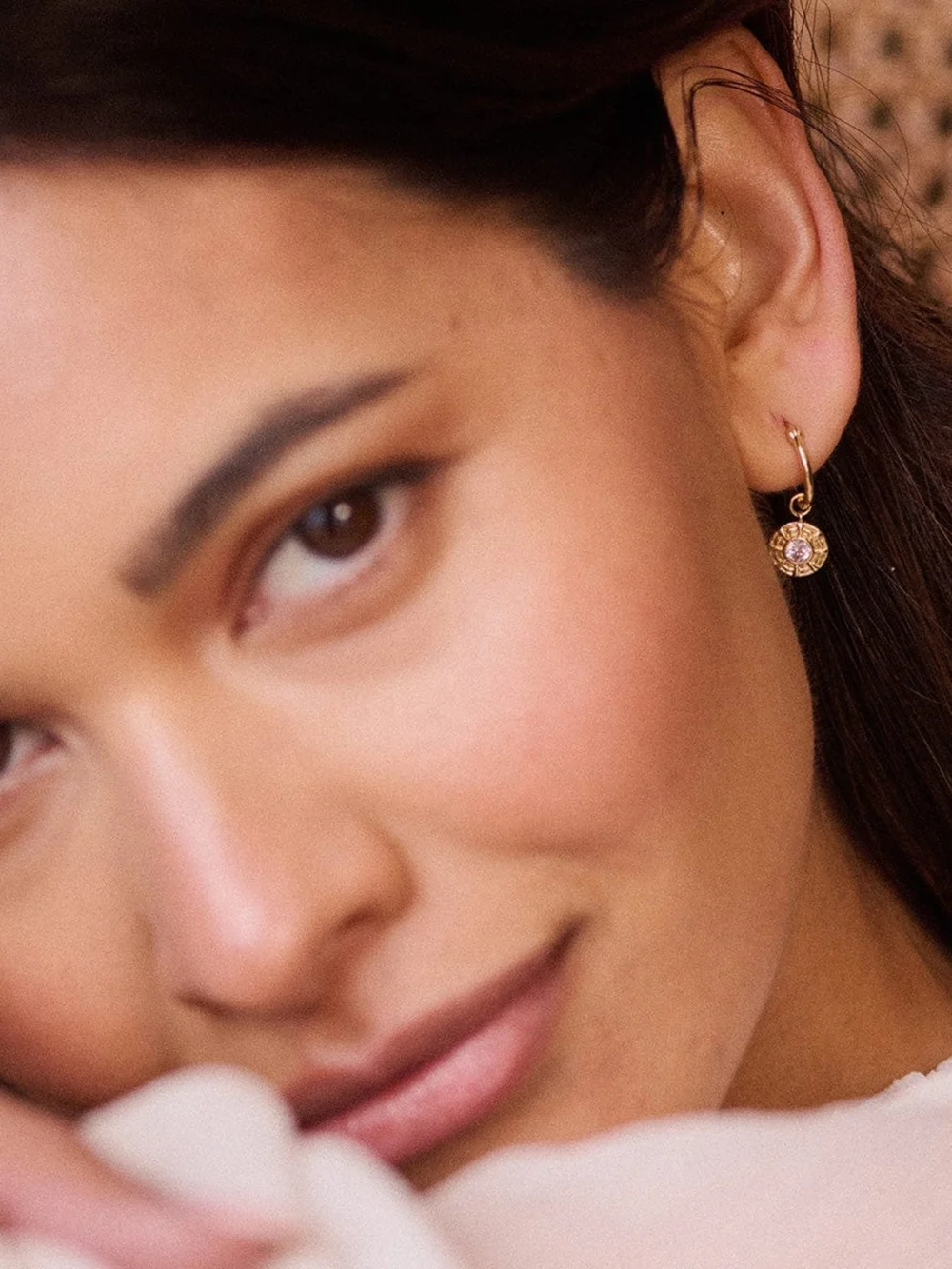 Daisy London Apollo Sparkle Drop Earrings 18ct Gold Plate, view 6