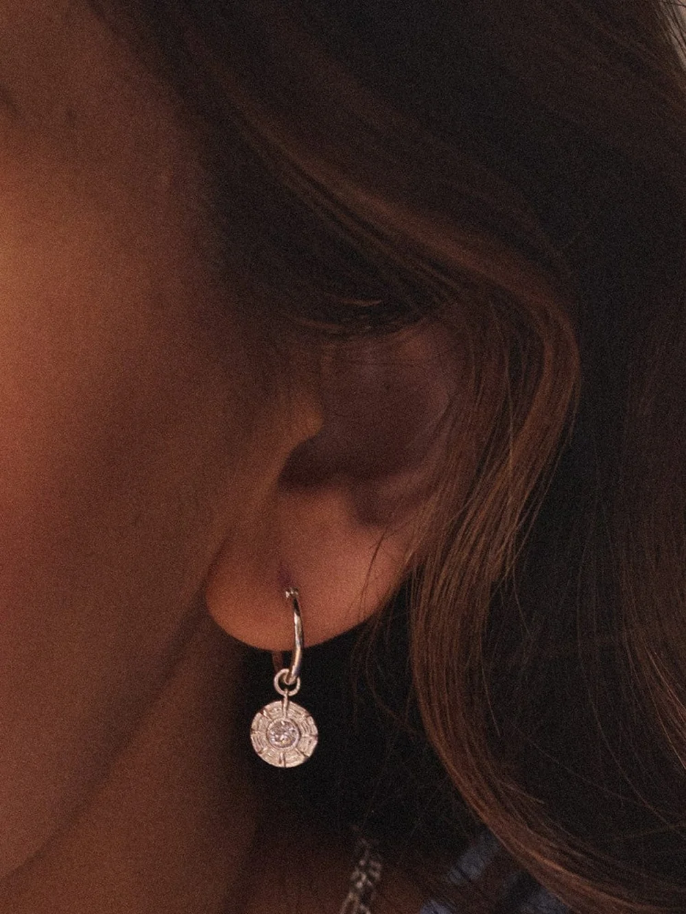 Daisy London Apollo Sparkle Drop Earrings Sterling Silver, view 2