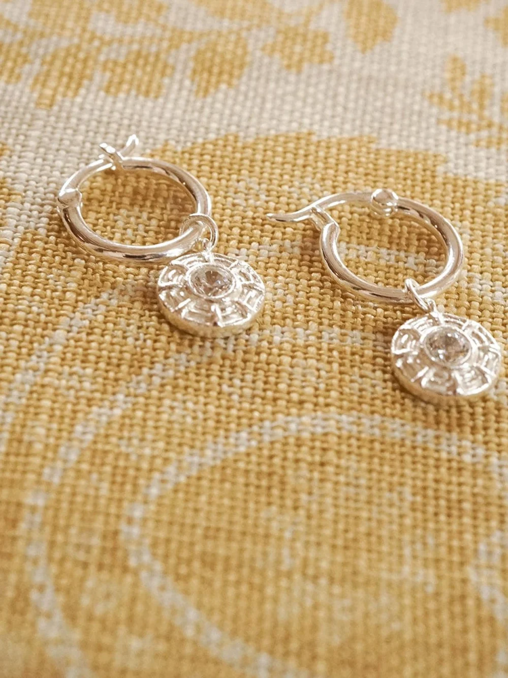 Daisy London Apollo Sparkle Drop Earrings Sterling Silver, view 3