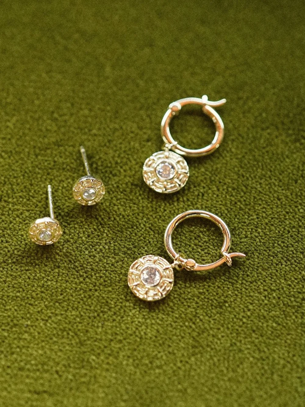 Daisy London Apollo Sparkle Earring Stack 18ct Gold Plate, view 6
