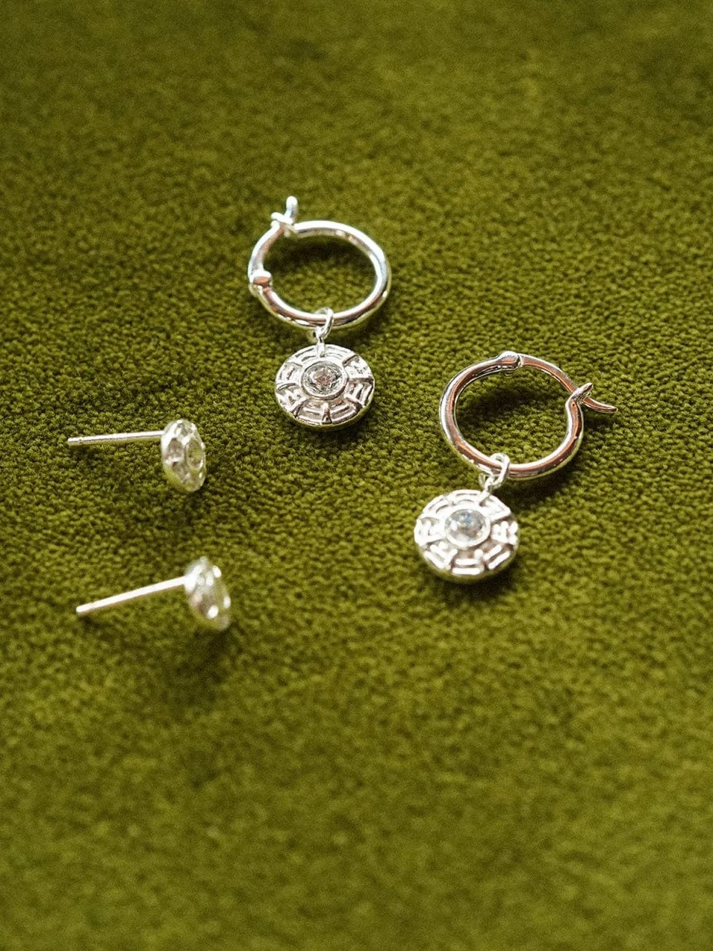 Daisy London Apollo Sparkle Earring Stack Sterling Silver, view 5