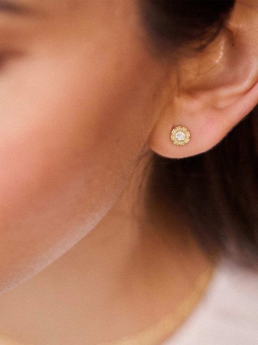Daisy London Apollo Sparkle Stud Earrings 18ct Gold Plate, view 5