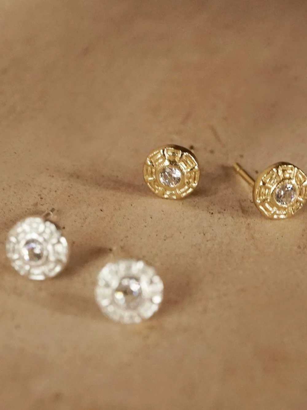 Daisy London Apollo Sparkle Stud Earrings 18ct Gold Plate, view 6