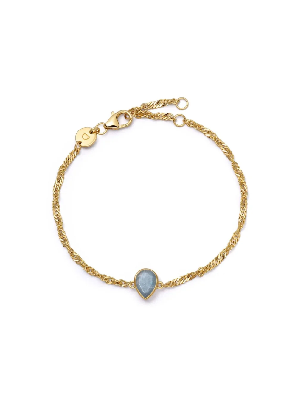 Daisy London Aquamarine March Birthstone Charm Bracelet 18ct Gold Plate