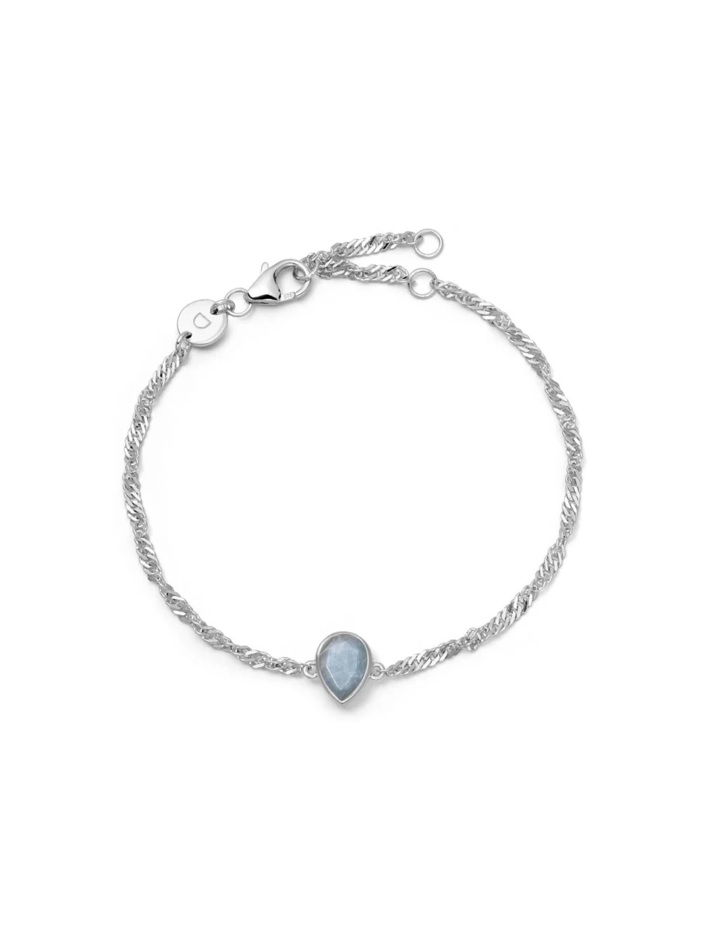 Daisy London Aquamarine March Birthstone Charm Bracelet Sterling Silver