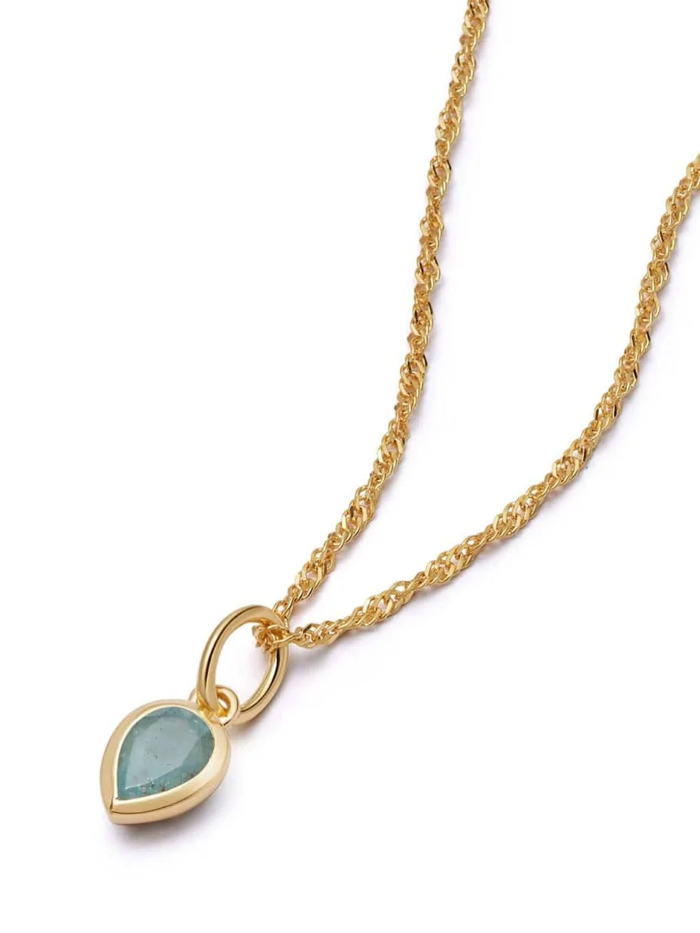 Daisy London Aquamarine March Birthstone Charm Necklace 18ct Gold Plate