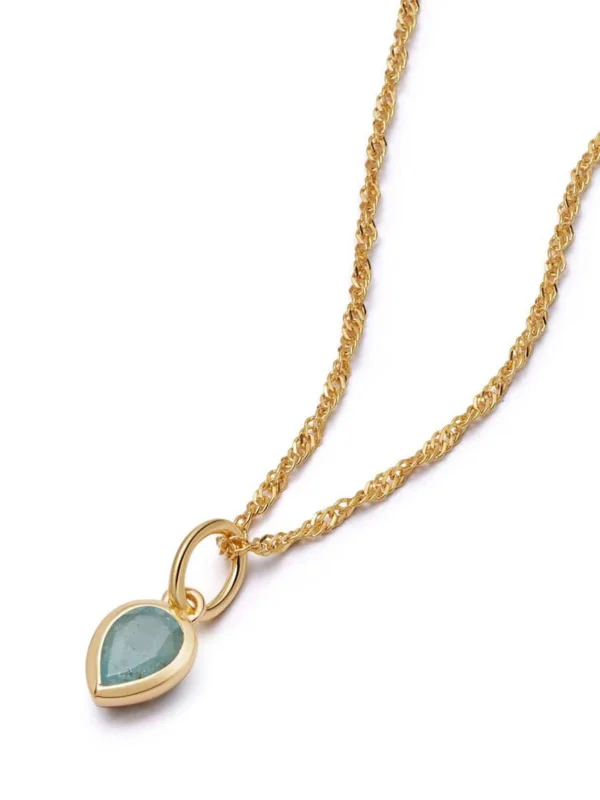 Daisy London Aquamarine March Birthstone Charm Necklace 18ct Gold Plate