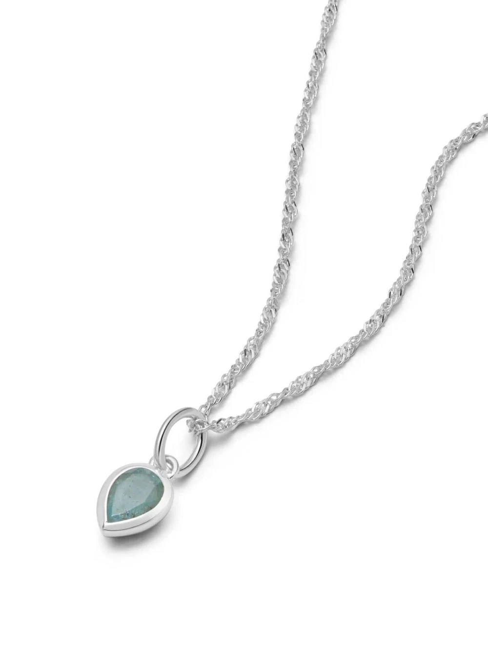 Daisy London Aquamarine March Birthstone Charm Necklace Sterling Silver