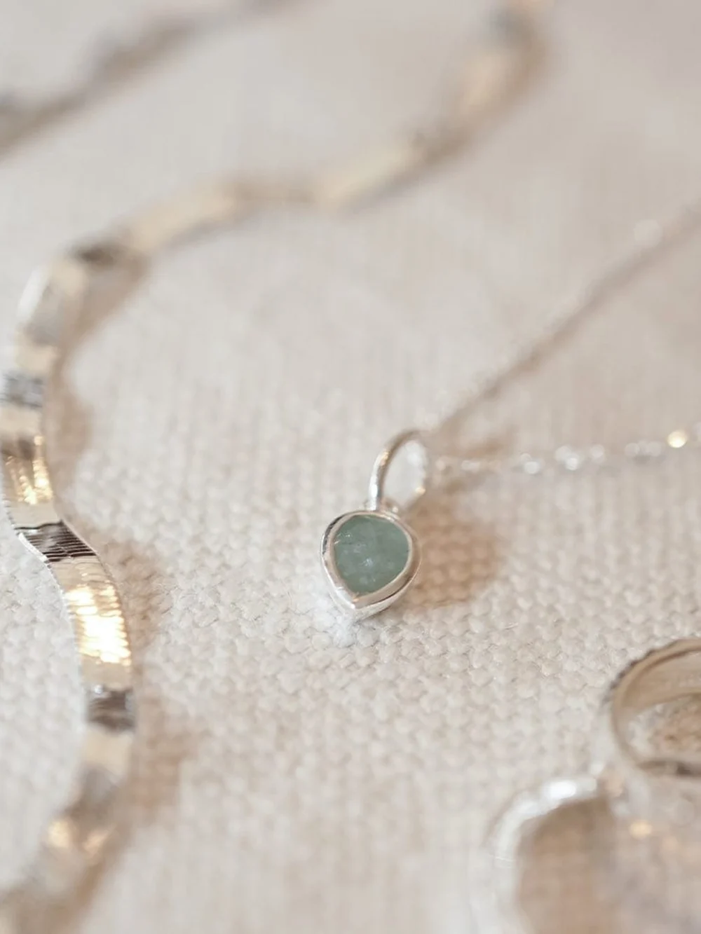 Daisy London Aquamarine March Birthstone Charm Necklace Sterling Silver, view 3