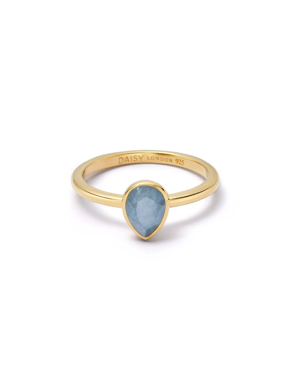Daisy London Aquamarine March Birthstone Ring 18ct Gold Plate
