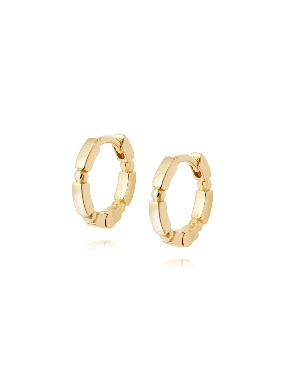 Daisy London Bar & Ball Huggie Hoop Earrings 18ct Gold Plate, view 3
