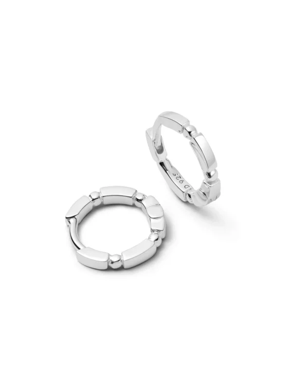 Daisy London Bar & Ball Huggie Hoop Earrings Sterling Silver