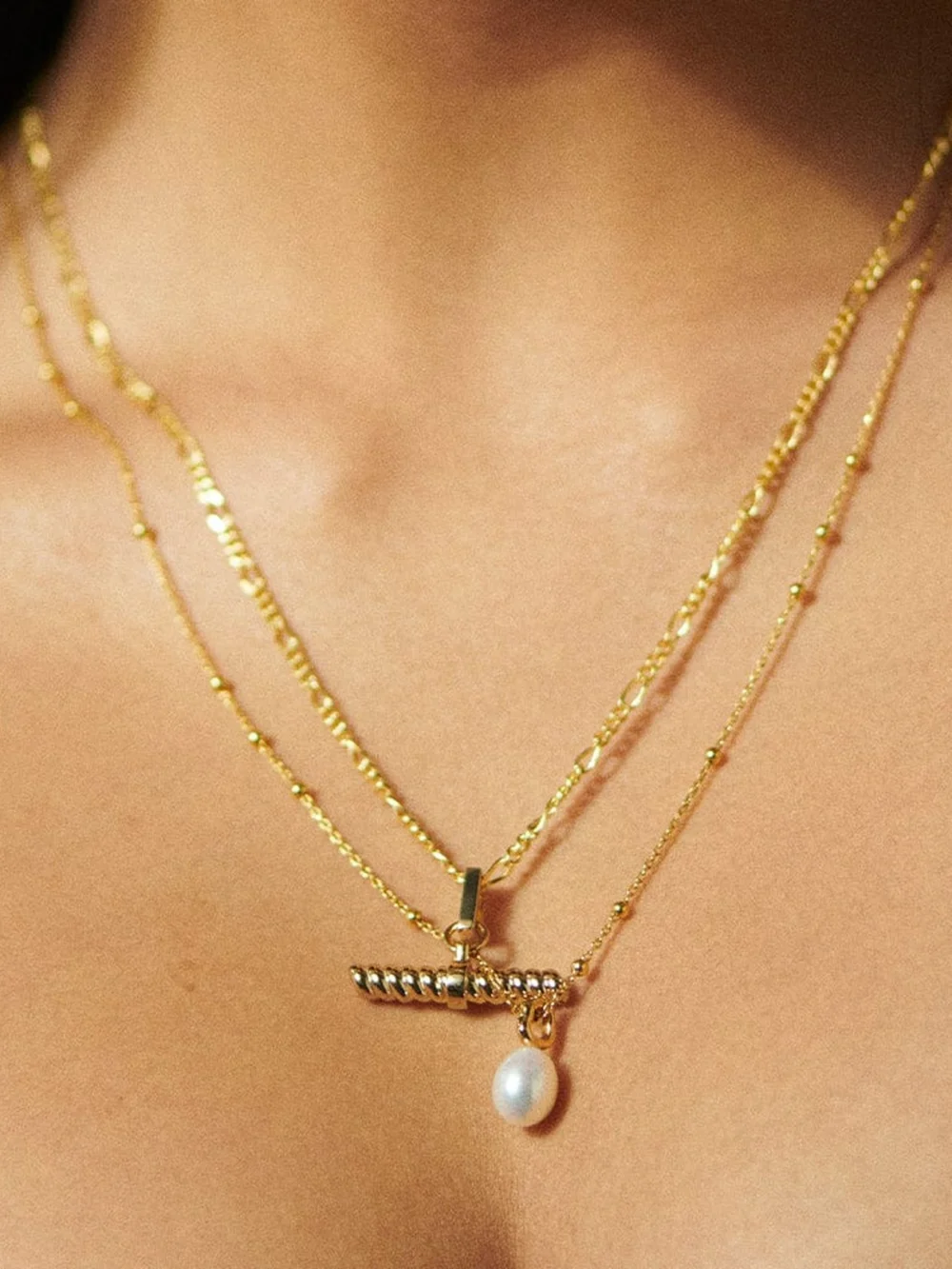 Daisy London Baroque Pearl Pendant Necklace 18ct Gold Plate, view 2