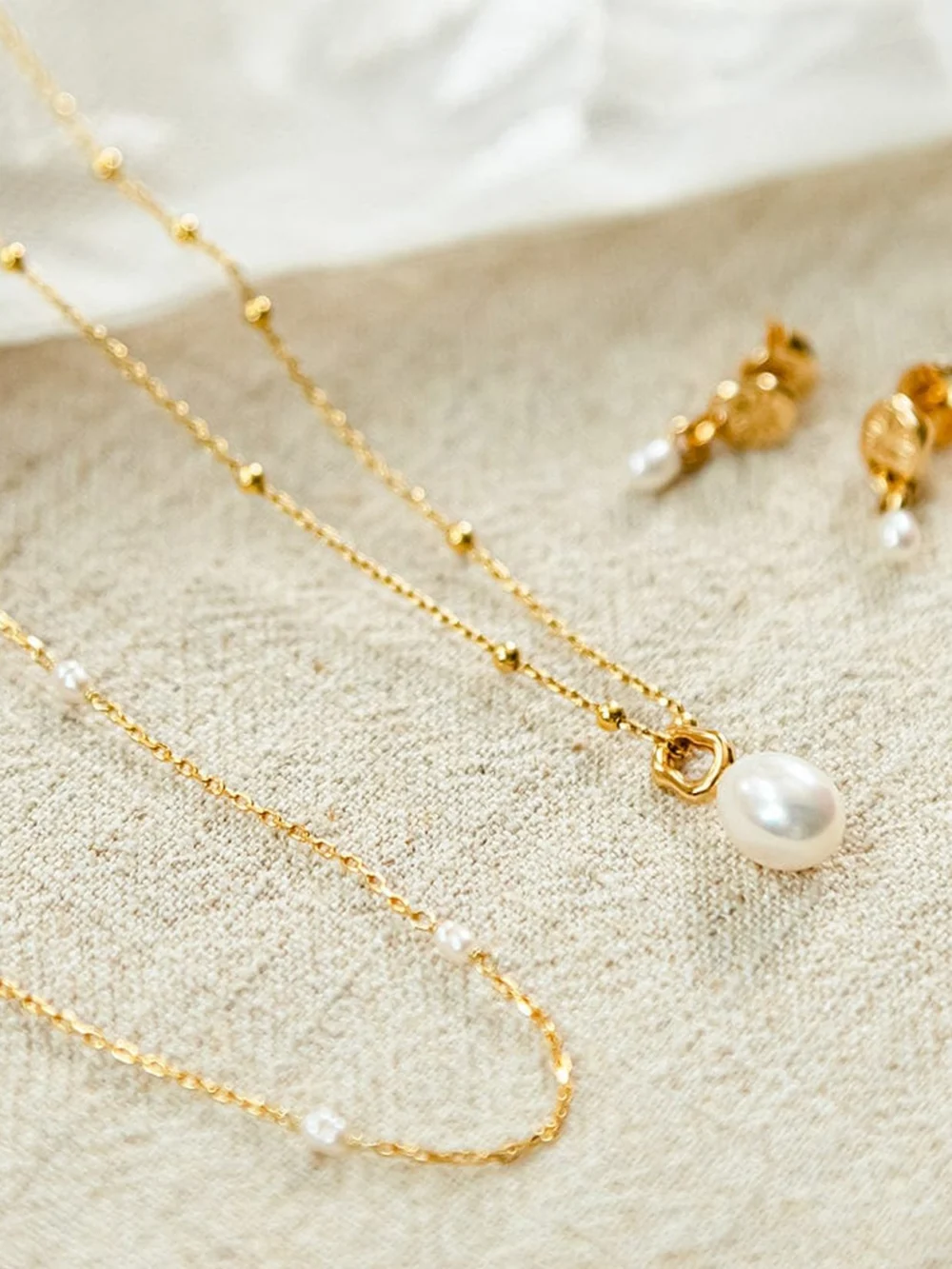 Daisy London Baroque Pearl Pendant Necklace 18ct Gold Plate, view 3