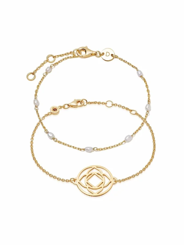 Daisy London Base Chakra Bracelet Stack 18ct Gold Plate