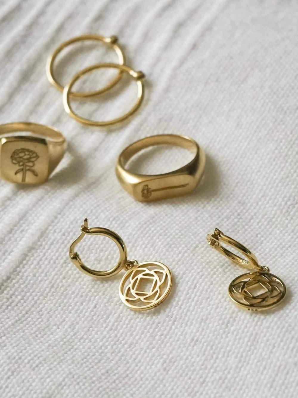 Daisy London Base Chakra Earrings 18ct Gold Plate, view 3