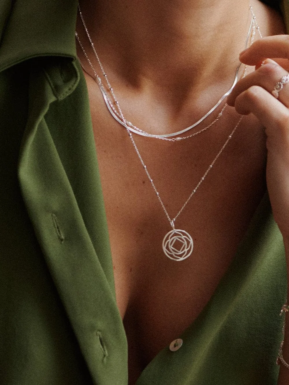 Daisy London Base Chakra Necklace Sterling Silver, view 4