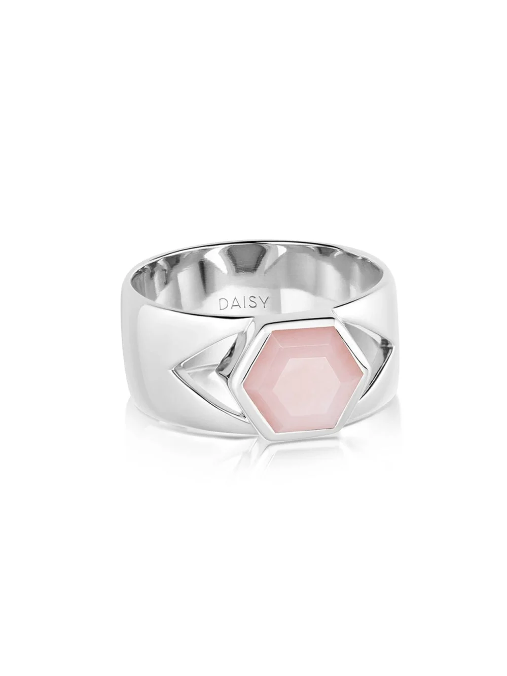 Daisy London Beloved Bold Pink Opal Band Ring Sterling Silver