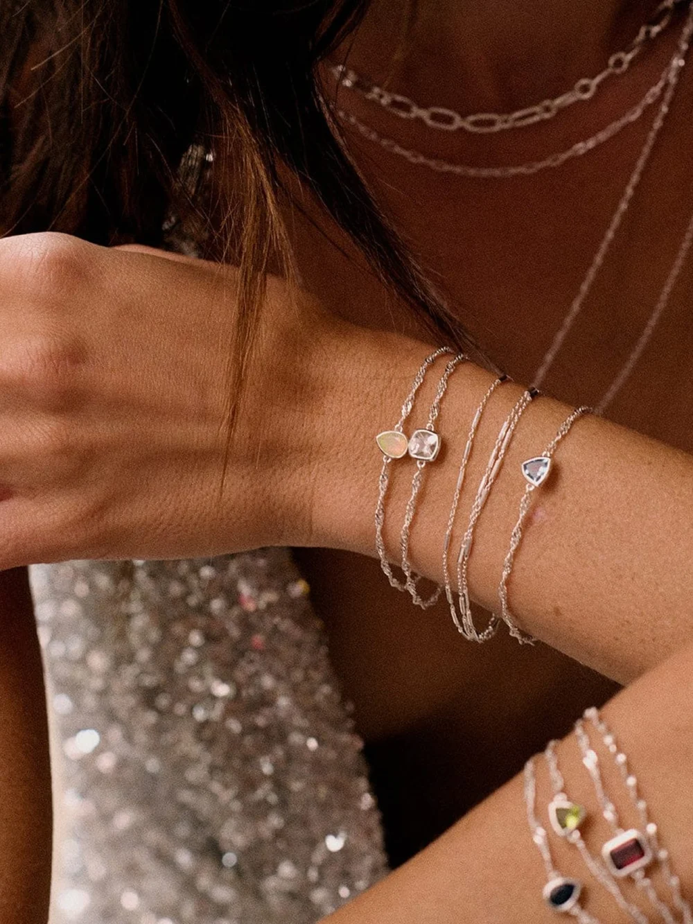 Daisy London Birthstone Charm Bracelet Sterling Silver, view 2