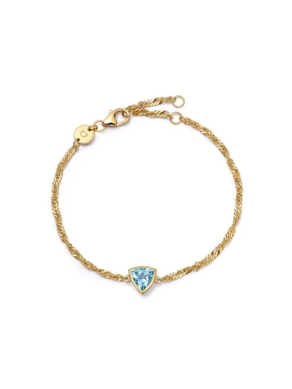 Daisy London Blue Topaz December Birthstone Charm Bracelet 18ct Gold Plate
