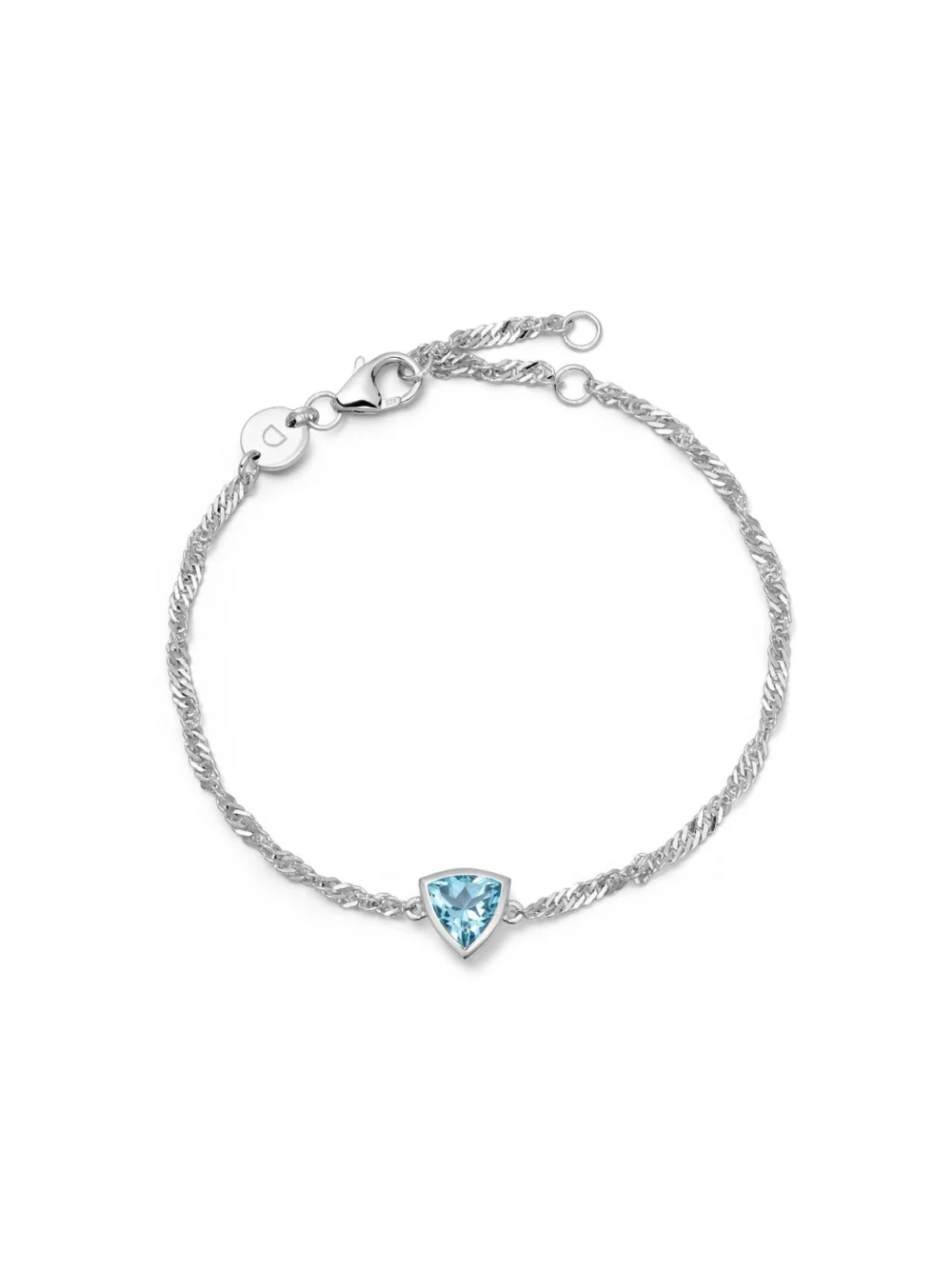 Daisy London Blue Topaz December Birthstone Charm Bracelet Sterling Silver