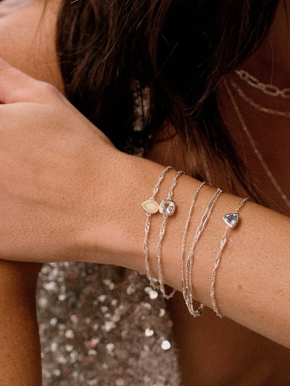 Daisy London Blue Topaz December Birthstone Charm Bracelet Sterling Silver, view 2