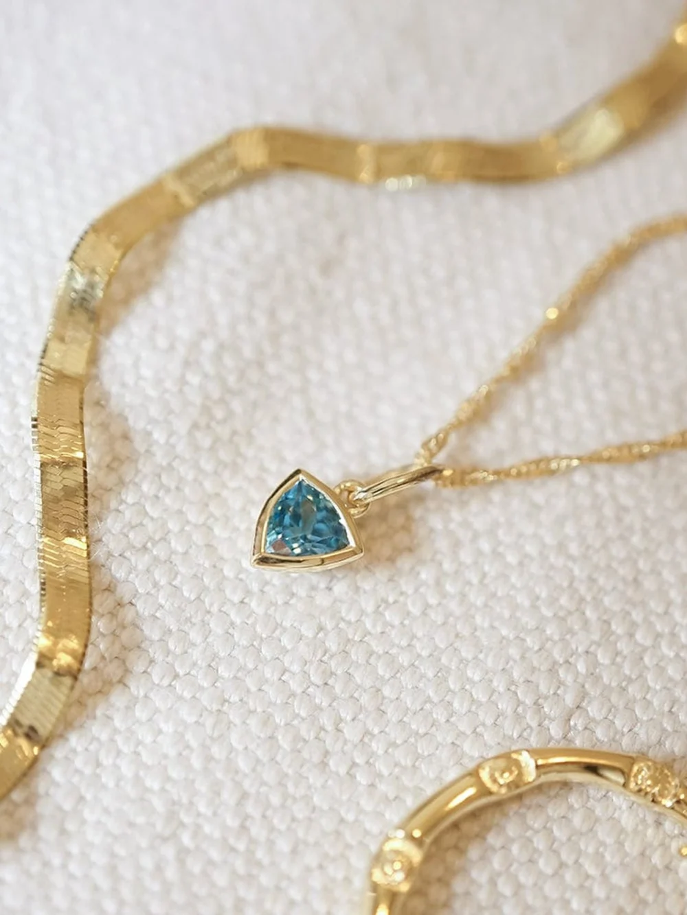 Daisy London Blue Topaz December Birthstone Charm Necklace 18ct Gold Plate, view 3