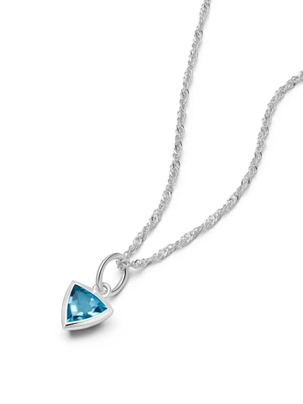 Daisy London Blue Topaz December Birthstone Charm Necklace Sterling Silver