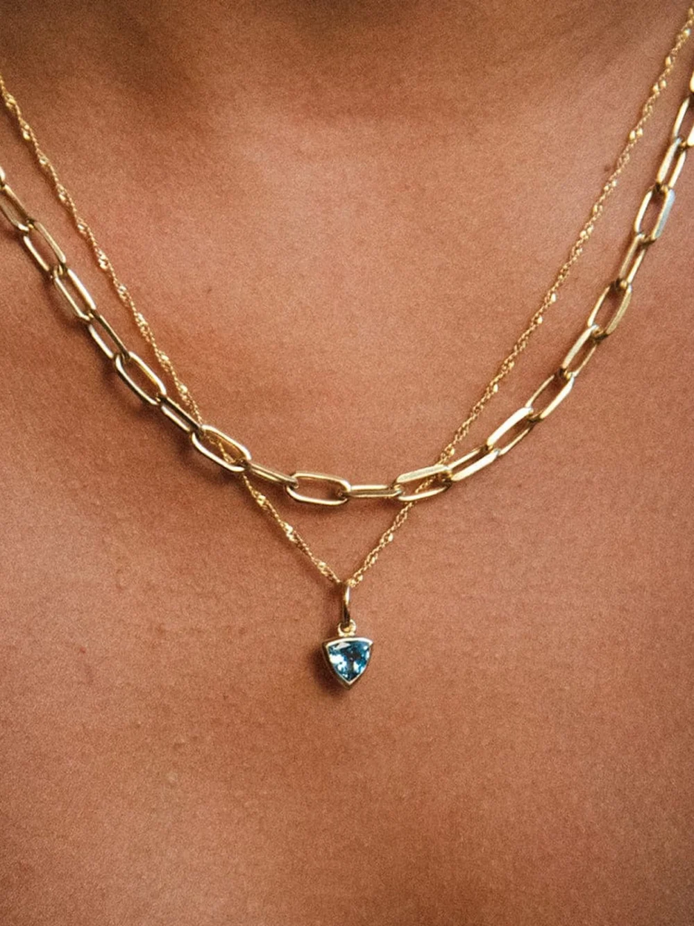 Daisy London Blue Topaz December Birthstone Charm Pendant 18ct Gold Plate, view 3