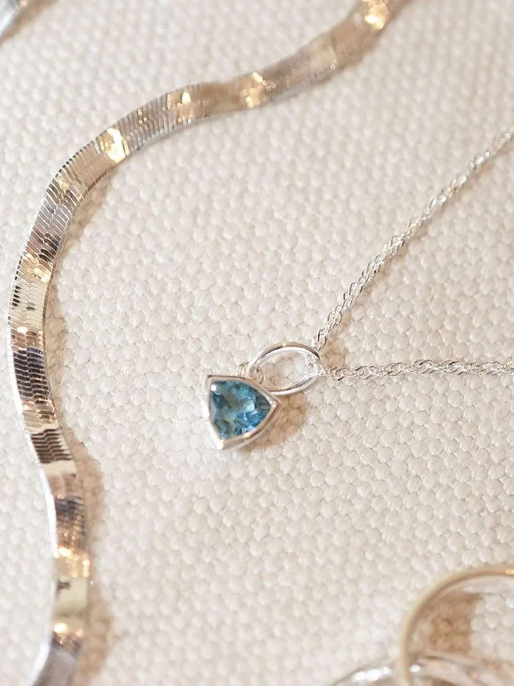 Daisy London Blue Topaz December Birthstone Charm Pendant Sterling Silver, view 3